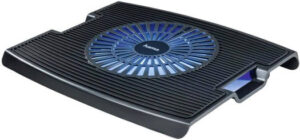Hama 53049 Wave Notebook Cooler, 23 DBA Loudness, 34 cm to 40 cm Display Size, Blue LED Color, Low Power Consumption,  Black | 4007249530493
