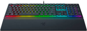 Razer Ornata V3 Low Profile Mecha-Membrane Wired Keyboard, UV Coated Keycaps, 10 RGB Lighting Zones, 1000 Hz Ultrapolling, Wrist Rest, Clicky Keystrokes, US English Layout, Black | RZ03-04460100-R3M1