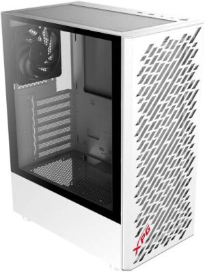 XPG Valor Air Mid-Tower Computer Case, SPCC + Tempered Glass Materials, Up to 360mm Radiator & 6x Fan, 4x 120mm Fans Included,  2*USB3.2, 3.5mm, Reset & Power I/O Ports, White | VALORAIRMT-WHCWW