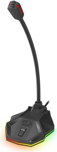Redragon Stix USB RGB Microphone, RGB LED Backlight, Omnidirectional Microphone, 360° Rotation, USB-A Connector, 1.8mm Cable Length, Black | GM-99