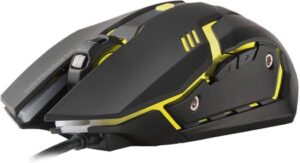Snakebyte Wired Gaming Mouse, Yellow LED Back Light, 2400 Max DPI, 125Hz Polling Rate, 8G Acceleration, 2000/sec Frame Rate, 1.6m Cable Length, Black & Yellow | SB909672