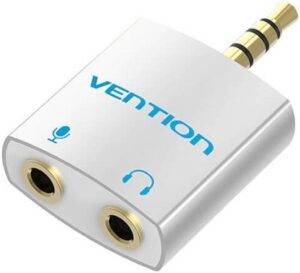 Vention 4 Pole 3.5mm Male to 2x3.5mm Female Audio Splitter Adapter, With Separated Audio & Microphone Port, Silver | BDBW0