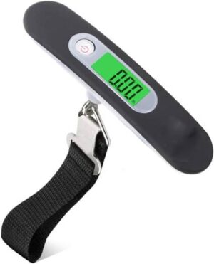 Portable Scale Digital LCD Display 110lb/50kg Electronic Luggage Hanging Suitcase Travel Weighs Baggage Bag Weight Balance Tool, black
