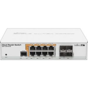 Mikrotik CRS112-8P-4S-IN Gigabit Ethernet Smart Switch with PoE, SFP cages, 400MHz CPU, 128MB RAM, desktop case, RouterOS L5 | CRS112-8P-4S-IN