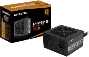 GIGABYTE P450B Non-Modular Power Supply, 450W Power Capacity, 80 PLUS Bronze Efficiency, 120mm Hydraulic Bearing Fan, Active PFC, Black | GP-P450B