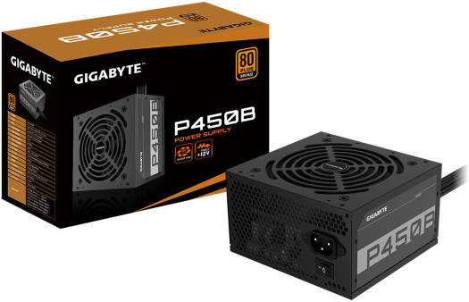 GIGABYTE P450B Non-Modular Power Supply, 450W Power Capacity, 80 PLUS Bronze Efficiency, 120mm Hydraulic Bearing Fan, Active PFC, Black | GP-P450B