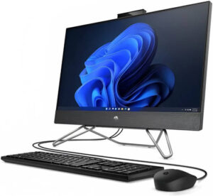 HP 24-cb1009ne Bundle AIO Desktop PC, 24" FHD Touch IPS Display, Intel Core i5-1235U, 8GB RAM, 512 GB SSD, GeForce MX450 2GB, HP 225 Black Wired KB & Mouse, Win 11 Home, Black | CB1009NE-6J7F3EA