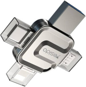 Yesido Flash Drive, USB 3.0, 4-in-1 Design, OTG Functionality, 64GB Large Storage Capacity, High-Speed Data Transfer, Compact and Portable | FL15