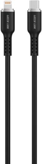 Green Lion USB-C To Lightning Head Silicone 1M Cable 18W,Charge & Sync,Safe & Reliable Charging,480Mbps Transfer Speed,Wide Compatibility,10000 Bends,Durable Aluminum Shell (Black)