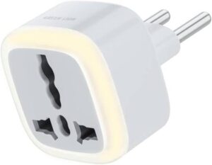 Green Lion Universal Conversion EU Plug With LED Light, Overheat Protection, Lightweight, Multiple Circuit Protection, Innovative Design, Universal Multi-Countries, Child Protection - Black