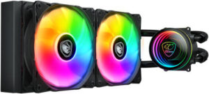 Cougar Poseidon Elite aRGB AIO Liquid Cooler, 240mm Radiator Length, Copper Cold Plate, 2700 RPM Pump Speed, 120mm Fan, 2200 RPM Fan Speed, 62.53 CFM Airflow, Black | 3MPSD240.0001