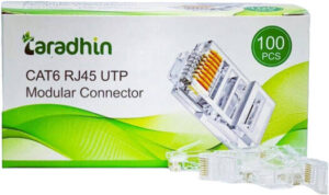 Taradhin CAT6 Modular RJ45 Connectors, 3U Gold Plated, 1 Box Contains 100 Pieces, 1 x 50 Boxes, Total 5000 Pcs Master Box | TC-R45C6