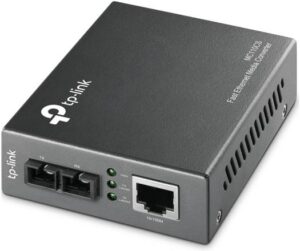 TP-Link MC110CS Media Converter: SFP to RJ45, Connects Fiber to Copper, 10/100 Mb/s, Full-Duplex, Extends Fiber 12.5 Miles, 1310nm, Grey | MC110CS