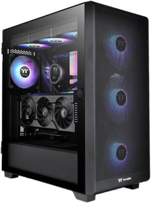 Thermaltake S250 TG aRGB Mid Tower Computer Case, 4x CT120 aRGB Pre-Installed Fan, Up to 420mm Radiator & 11x Fan Support, 4mm Tempered Glass Panel, SPCC Material, Black | CA-1Y6-00M1WN-00
