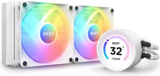 NZXT Kraken Elite 240 RGB (2023) AIO Liquid Cooler, LCD Display & RGB Fans, 240mm Radiator, Copper Water Block, 2x 120mm F120 RGB Fans, 1500RPM Fan Speed, 52.44CFM Airflow, White | RL-KR24E-W1