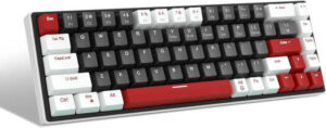 MageGee SKY68 Wired Mechanical Gaming Keyboard, 65% Layout, Red Switch, Hot-Swappable, 68 Keys, USB, Ice Blue Backlit, Detachable Type-C, Ergonomic Design, ENG Layout, White Black | SKY68