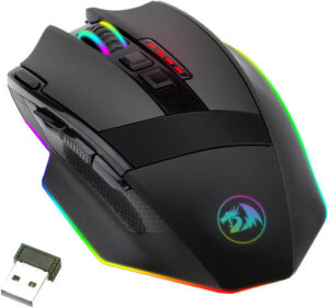 Redragon M801P Sniper Pro Wireless & Wired Gaming Mouse, Optical Sensor 16000 DPI, Built in Li-ion Battery 1000 mAh, 12 Buttons, 40G Acceleration, Black | Sniper Pro M801P-RGB