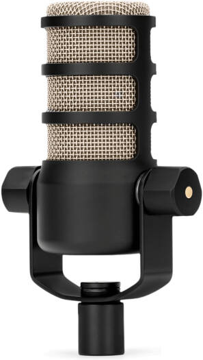 Rode Podmic Dynamic Podcasting Microphone, Cardioid Polar Pattern, 50Hz - 15kHz Frequency Range, Internal Pop Filter, Shock Mount and Integrated Swing Mount, Black | Podmic