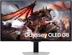 SAMSUNG Odyssey G8 32" 4K UHD OLED Gaming Monitor, 240Hz Refresh Rate,0.03ms Response, AMD FreeSync, HDR10+ 1B Colors, Built-in 10W Speakers & Smart Features, Silver | LS32DG802SMXUE