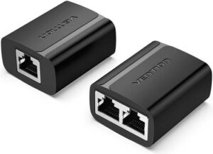 Vention 1 to 2 RJ45 Splitter Adapter, Expanded Network Ports, 100 Meter Transmission, 100Mbps Ethernet, Metal Shielded, Compatible with Modem / Computer / TV Box, Black | IPTB0