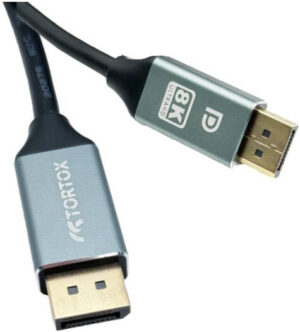 Tortox Display Port to Display Port Cable, 8K@60hz, 4K@120hz, 1080P@120hz Resolution, 32.4Gbps Transfer Speed, Aluminum Shell Body, Gold Plated Plug, 2 Meters, Black | DPTDP2