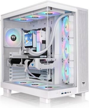 Thermaltake View 380 XL TG ARGB Mid Tower PC Case, 4x 120mm aRGB Lite Pre-Installed Fans, Up to 360mm Radiator & 10x Fan Support, USB Type-C x1, USB 3.0 x2, HD Audio, White | CA-11E-00M6WN-00
