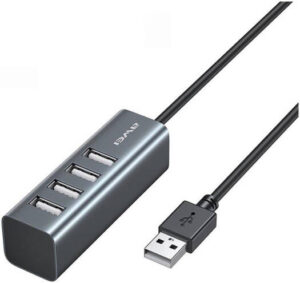 AWEI CL-122T Type-C Extender USB 2.0 Docking Station, 60Mbp/s Data Transfer, Drive 4 Interfaces in Sync, Heat Dissipation, Compatible with Windows/Mac OS, Linux, Gray | CL-122T