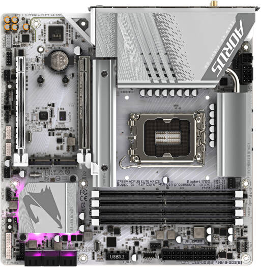 GIGABYTE Z790M Aorus Elite AX Ice Micro ATX LGA 1700 Motherboard, Intel Z790 Chipset, 4x DDR5 DIMM Slots, Up to 256GB Max Memory, 1x PCIe 5.0 x16, 3x Gen 4 M.2 Slots, White | Z790M-A-ELITE-AX-ICE - Image 5