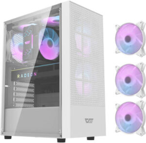 Darkflash A290 ATX Computer Case, 0.5 SPCC / Tempered Glass Side Panel, 3x Pre-installed Fan, 7 Expansion Slots, Supports Up To 5* 120mm Fan Size, USB 3.0 Included, 160mm CPU Height, White | A290-WH