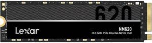 Lexar NM620 256GB M.2 2280 Internal Solid State Drive, Up to 3300MB/s Read & 1300MB/s Write Speeds, 3D TLC NAND, 1.5 Million Hours MTBF, Shock & Vibration Resistance. Black | LNM620X256G-RNNNG