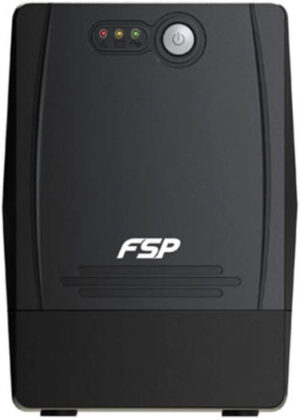 FSP FP Series Line-Interactive UPS, 1000 VA / 600W Input Capacity, Boost & Buck AVR For Voltage Stabilization, Simulated Sine Wave, 60 Hz Output, 2-6ms Transfer Time, Cold Start, Black | FP 1000