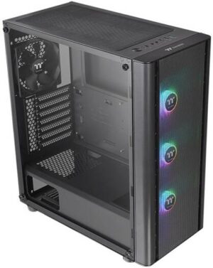Thermaltake V250 TG ARGB Air Mid Tower Chassis, 4x Pre-Installed 120mm Fans, Up to 360mm Radiator & 6x Fan Support, 4mm Tempered Glass Panel, SPCC Material, Black | CA-1Q5-00M1WN-03