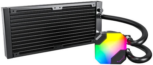 Montech HyperFlow ARGB 240 AIO Liquid CPU Cooler, 240mm Radiator, 2x 120mm aRGB Pre-Installed Fans, 3100 RPM Fan Speed, 76.2 CFM Fan Airflow, Fluid Dynamic Bearing, Black | HYPERFLOW-ARGB-240-BLACK - Image 4