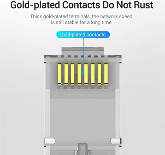 Vention Cat.6A FTP RJ45 Modular Plug, High Speed Network, Durable Anti Rust, Shielded Anti Interference, High Quality PC Material, 50 Pack, Transparent | IDFR0-50 - Image 5