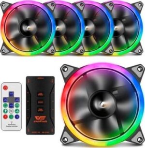 darkFlash Authentic DR12-Pro 5 Pack Computer Cooler Cooling RGB Fans Computer PC Case Fan RGB Adjust 3P-5V AURA SYNC LED 120mm Fan (controller remote)