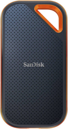 SanDisk 1TB Extreme PRO Portable SSD V2, USB 3.2 Gen 2x2 Type-C, Up to 2000 MB/s Read & Write Speeds, 256-Bit AES Hardware Encryption, Carabiner Loop, IP55, Black - Orange | SDSSDE81-1T00-G25
