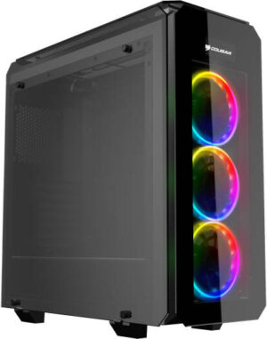Cougar PURITAS RGB Mid-Tower Computer Case, 3x 120mm Vortex RGB FC Pre-installed Fans, 360mm Radiator Support, RGB Lighting, Cable Management, 2x 3.5" & 4x 2.5″ Bays, Tempered Glass, Black | PRTS-RGB