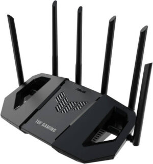 ASUS TUF Gaming BE6500 Route, Wi-Fi 7 Connectivity, Dual-Band ( 2.4GHz & 5GHz ), Up to 5764 Mbps, 6x External Fixed Antenna, Primary AiMesh Router, AiMesh Node, Black | 90IG0920-MO9C00