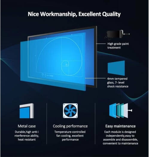 BritePixl 98 Inches Touchscreen Interactive Display Monitor - Touch Screen 4K UHD Infrared 20 Touch Points, 3840x 2160P, HDMI/USB Port, Embedded Windows, Intel Core i7, 16G, 256G, Black - Image 4