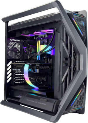 ASUS ELITE Gaming PC - AMD Ryzen 9 9950X3D 16 Cores 32 Threads, NVIDIA RTX 5090 32GB, 64GB DDR5 RAM 6000MHz, 2TB SSD Gen 5, 1000W 80 Plus PSU, 360mm Liquid Cooler, Wi-Fi + BT, Powered by ASUS