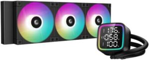 DeepCool LD360 Optimized 360mm Liquid CPU Cooler with Multiline LED Digital Display, Real-Time CPU Status, 3x 120mm FD12 ARGB Fans, 2400 RPM Fan Speed, 72.04 CFM Airflow, Black | R-LD360-BKMSN-G-1
