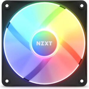 NZXT F120 RGB Core 120mm Hub-Mounted RGB Fan, Sublime RGB Lighting, Up to 1800 RPM Speed, 78.86 CFM, Fluid Dynamic Bearing, 8 LEDs,  Superior Heat Dissipation, Single Pack, Black | RF-C12SF-B1