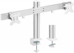 Newstar 91-LDT38C02 Dual Display Crossbar Monitor Arm, Fits 17" to 32" Screens, Up to 8kg Max Weight Capacity, Individual VESA Plate Height Adjustment, Built-in Cable Management, White| 91-LDT38C02