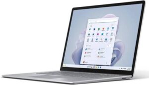 Microsoft Surface Laptop 5, 15" 60Hz PixelSense Touch Display, Intel Core i7-1255U Processor, 8GB RAM, 256GB SSD, Intel Iris Xe Graphics, Backlit ENG (UK) K/B, Win11 Home, Platinum | RBY-00014