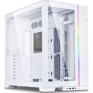 Lian Li O11 Dynamic Evo E-ATX Computer Case, Tempered Glass, 220mm PSU Support, Movable IO Module, 120/140mm Fan, Radiator Support Up to 360mm, White | G99.O11DEW.00