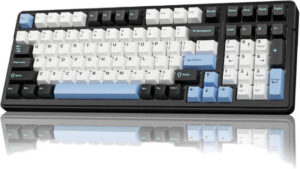 AULA F99 Gasket 98% Mechanical Keyboard, 99 Keys, Hot Swappable, Reaper Switches, Ultra Low Latency, Five Layers Noise Reduction, 8000mAh Battery, Tri-Mode Connectivity, Blue White Black | F99