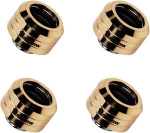Barrow G1/ 4" to 14mm Hard Tubing Compression Fitting, High Quality Nickel Plated Brass, Smooth Finish, 4-Pack, Gold | TR-TLGYKN14P