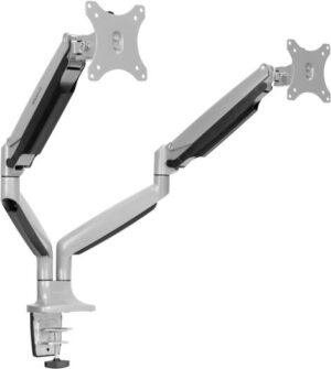 Dual Monitor Desk Mount Arm, Height Adjustable Full Motion Monitor Stand With Gas Spring Arms, Fits 13-32 Inch Computer Screens