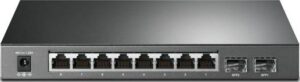 TP-Link T1500G-10PS JetStream 8-Port Gigabit PoE Switch with 2 SFP, 20 Gb/s Switching, 53W PoE Power Budget, 14.9Mpps FWD Rate, 9KB Jumbo Frame, Extensive L2 Features, Black | T1500G-10PS(TL-SG2210P)