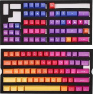 Ducky 108 ABS Doubleshot Afterglow SA Keycaps, Set For Keyboards or MX Compatible, Standard US Layout, 108 Keys, USB Connectivity, Red / Orange / Purple | DKSA108-USADZZWSG